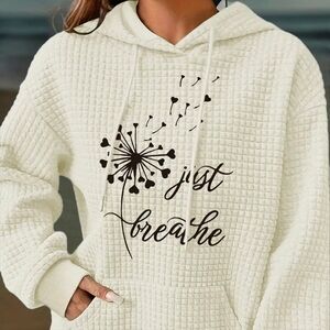 Women's Cream Hoodie with 'Just Breathe' Design